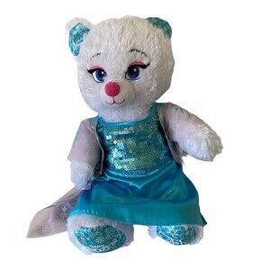 Build A Bear Workshop BAB 16" Frozen Elsa Bear Stuffed Animal Plush w/ Dress EUC
